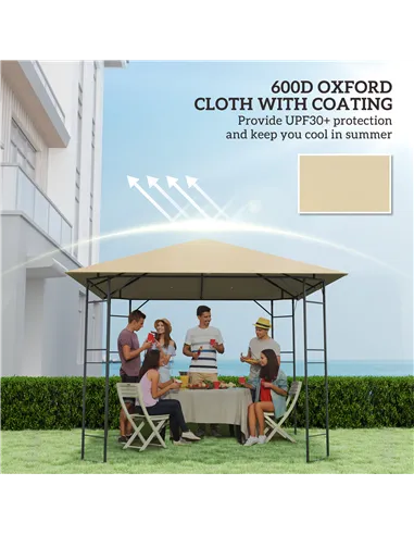 Outsunny 3 x 3(m) Gazebo Canopy Replacement Cover, Garden Gazebo Roof Replacement with Drain Holes, Water Resistant PVC Coating,