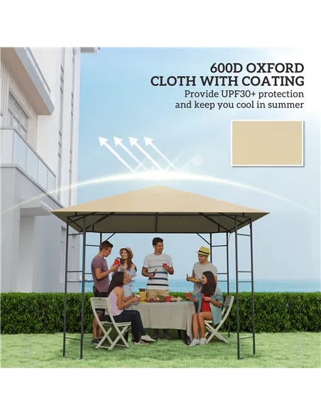 Outsunny 3 x 3(m) Gazebo Canopy Replacement Cover, Garden Gazebo Roof Replacement with Drain Holes, Water Resistant PVC Coating,