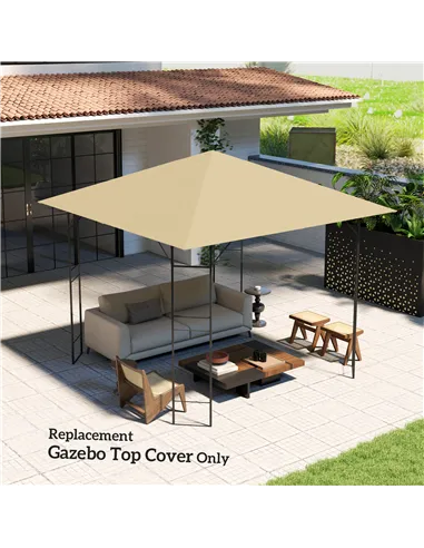 Outsunny 3 x 3(m) Gazebo Canopy Replacement Cover, Garden Gazebo Roof Replacement with Drain Holes, Water Resistant PVC Coating,