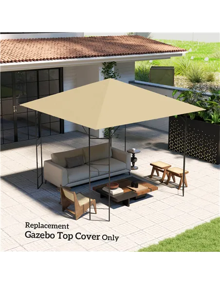 Outsunny 3 x 3(m) Gazebo Canopy Replacement Cover, Garden Gazebo Roof Replacement with Drain Holes, Water Resistant PVC Coating,