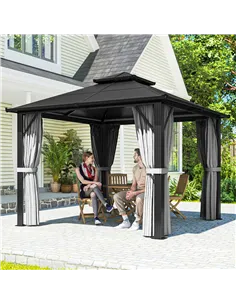 Outsunny 3 x 3(m) Hardtop Gazebo Canopy with UPF30+ Double Polycarbonate Roof, Aluminium Frame Garden Gazebo Permanent Pavilion  2