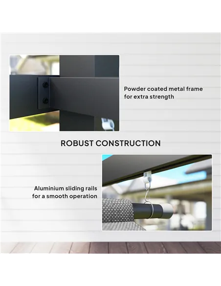 Outsunny 3 x 4m Metal Pergola with Retractable Roof and Roller Shade, Wall-Mounted or Free Standing Garden Gazebo Canopy Pergola