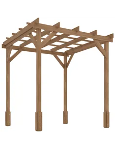 Outsunny 2 x 2m Wooden Pergola Kit, Decorative Garden Gazebo Shelter with Stable Structure for Climbing Vines, Flowers, Dark Bro