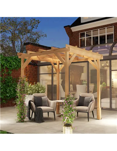 Outsunny 2 x 2m Wooden Pergola Kit, Decorative Garden Gazebo Shelter with Stable Structure for Climbing Vines, Flowers, Dark Bro