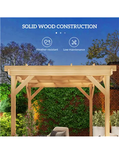 Outsunny 2 x 2m Wooden Pergola Kit, Decorative Garden Gazebo Shelter with Stable Structure for Climbing Vines, Flowers, Dark Bro