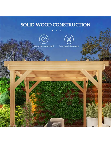 Outsunny 2 x 2m Wooden Pergola Kit, Decorative Garden Gazebo Shelter with Stable Structure for Climbing Vines, Flowers, Dark Bro