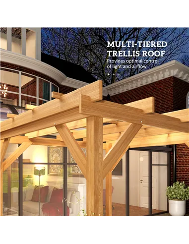 Outsunny 2 x 2m Wooden Pergola Kit, Decorative Garden Gazebo Shelter with Stable Structure for Climbing Vines, Flowers, Dark Bro