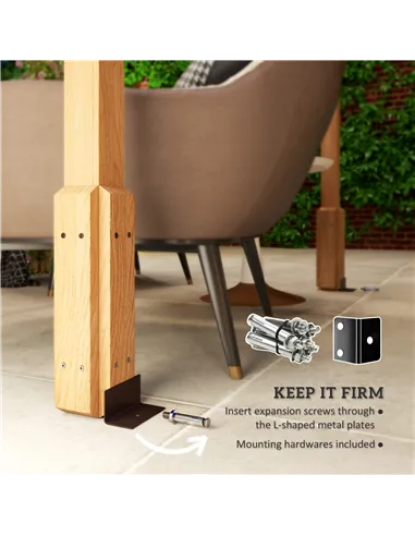 Outsunny 2 x 2m Wooden Pergola Kit, Decorative Garden Gazebo Shelter with Stable Structure for Climbing Vines, Flowers, Dark Bro