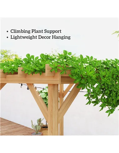 Outsunny 2 x 2m Wooden Pergola Kit, Decorative Garden Gazebo Shelter with Stable Structure for Climbing Vines, Flowers, Dark Bro