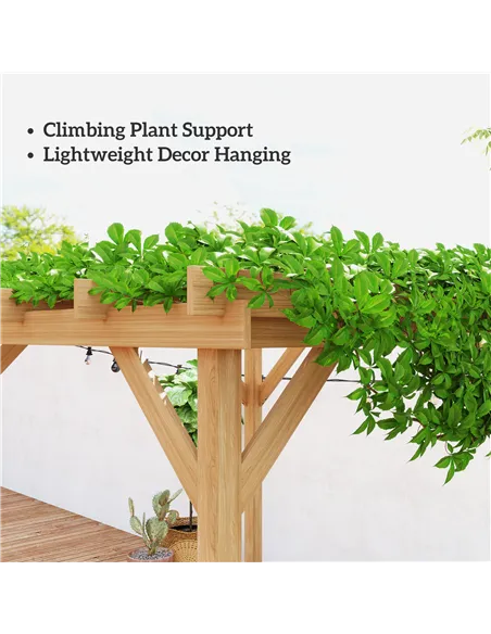 Outsunny 2 x 2m Wooden Pergola Kit, Decorative Garden Gazebo Shelter with Stable Structure for Climbing Vines, Flowers, Dark Bro