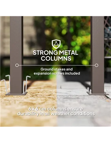 Outsunny 3 x 3(m) Garden Pergola with Waterproof Metal Roof, Lean to Pergola Hardtop Gazebo, Wind-resistant Outdoor Sun Shade, E