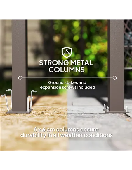 Outsunny 3 x 3(m) Garden Pergola with Waterproof Metal Roof, Lean to Pergola Hardtop Gazebo, Wind-resistant Outdoor Sun Shade, E