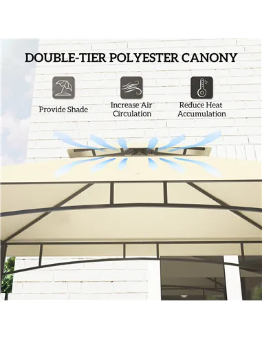 Outsunny 8' x 5' Grill Gazebo Canopy, Double Tiered Outdoor BBQ Gazebo Shelter with 2 Side Shelves, Storage Baskets, Hook for Ga
