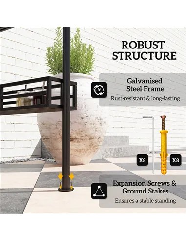 Outsunny 8' x 5' Grill Gazebo Canopy, Double Tiered Outdoor BBQ Gazebo Shelter with 2 Side Shelves, Storage Baskets, Hook for Ga