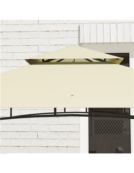 Outsunny 8' x 5' Grill Gazebo Canopy, Double Tiered Outdoor BBQ Gazebo Shelter with 2 Side Shelves, Storage Baskets, Hook for Ga
