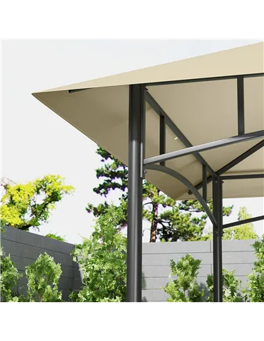 Outsunny 8' x 5' Grill Gazebo Canopy, Double Tiered Outdoor BBQ Gazebo Shelter with 2 Side Shelves, Storage Baskets, Hook for Ga