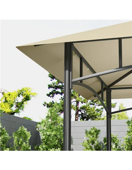 Outsunny 8' x 5' Grill Gazebo Canopy, Double Tiered Outdoor BBQ Gazebo Shelter with 2 Side Shelves, Storage Baskets, Hook for Ga