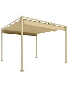 Outsunny 3 x 3m Retractable Roof Metal Pergola - Black