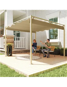 Outsunny 3 x 3m Retractable Roof Metal Pergola - Black 2
