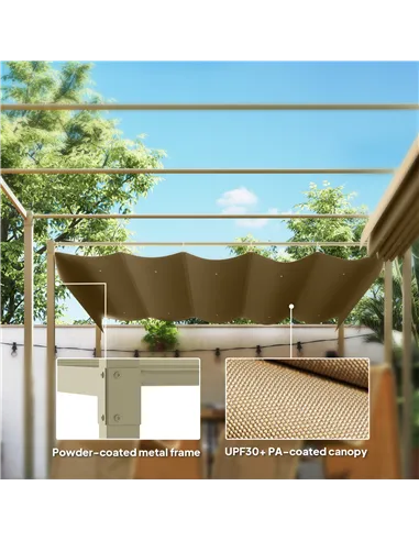 Outsunny 3 x 3m Retractable Roof Metal Pergola - Black