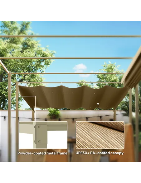 Outsunny 3 x 3m Retractable Roof Metal Pergola - Black