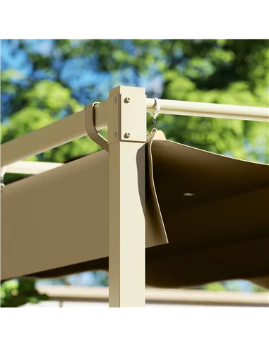 Outsunny 3 x 3m Retractable Roof Metal Pergola - Black