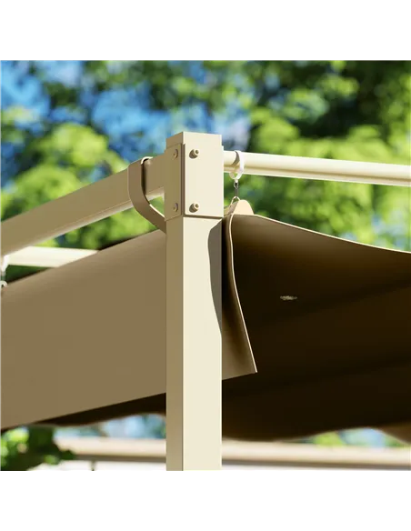 Outsunny 3 x 3m Retractable Roof Metal Pergola - Black