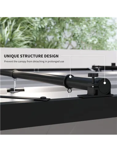 Outsunny 3 x 3(m) Metal Pergola with Retractable Roof and Magnetic Fixture, Outdoor Gazebo Garden Pergola Kit Sun Shade Canopy, 