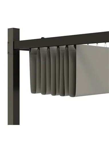 Outsunny 3 x 3(m) Metal Pergola with Retractable Roof and Magnetic Fixture, Outdoor Gazebo Garden Pergola Kit Sun Shade Canopy, 