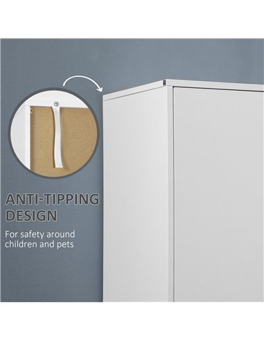 HOMCOM 2-Door Wardrobe with 2 Drawers, Hanging Rod and Anti-tipping Straps for Bedroom Clothes Storage Organisation, White