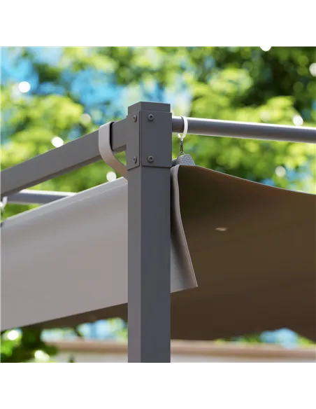 Outsunny 3 x 3m Retractable Roof Metal Pergola - Grey