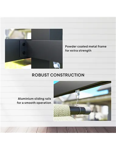 Outsunny 3 x 4m Metal Pergola with Retractable Roof and Roller Shade, Wall-Mounted or Free Standing Garden Gazebo Canopy Pergola