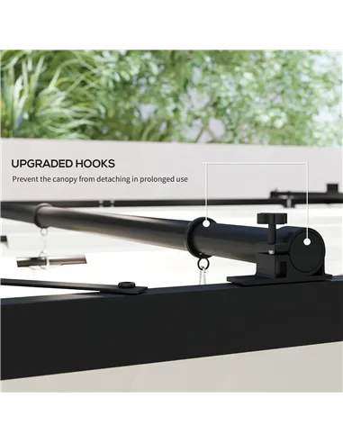 Outsunny 3 x 3(m) Metal Pergola with Retractable Roof and Magnetic Fixture, Outdoor Gazebo Garden Pergola Kit Sun Shade Canopy, 