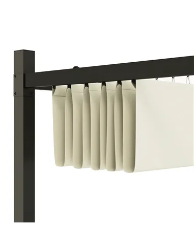 Outsunny 3 x 3(m) Metal Pergola with Retractable Roof and Magnetic Fixture, Outdoor Gazebo Garden Pergola Kit Sun Shade Canopy, 