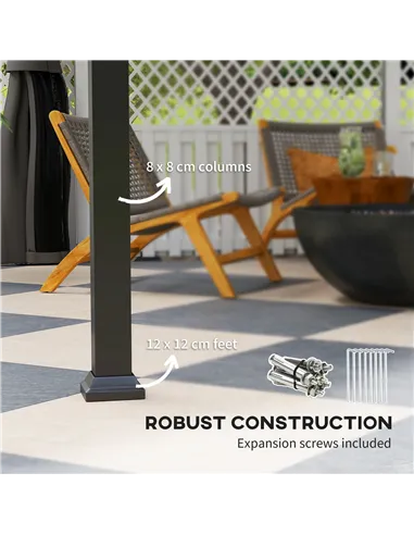 Outsunny 3 x 3(m) Hardtop Gazebo with Galvanised Steel Roof and Water Gutter, Waterproof Permanent Pavilion Garden Gazebo with N