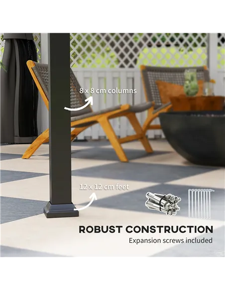 Outsunny 3 x 3(m) Hardtop Gazebo with Galvanised Steel Roof and Water Gutter, Waterproof Permanent Pavilion Garden Gazebo with N