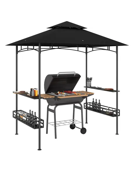 Outsunny 150 x 240cm BBQ Grill Gazebo, with Shelves - Grey