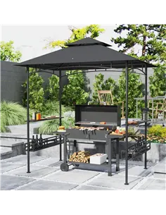 Outsunny 150 x 240cm BBQ Grill Gazebo, with Shelves - Grey 2