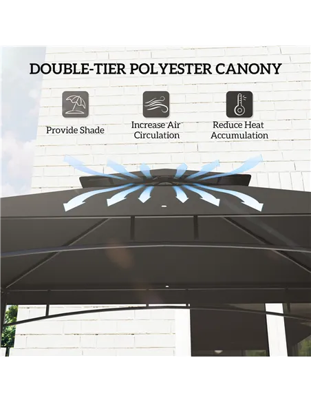 Outsunny 150 x 240cm BBQ Grill Gazebo, with Shelves - Grey