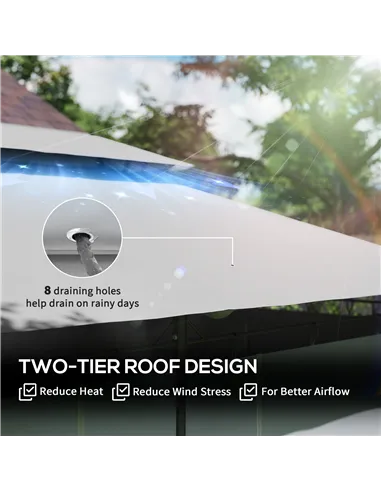 Outsunny 3 x 4m Metal Frame, Two-Tier Roof Gazebo - Dark Grey