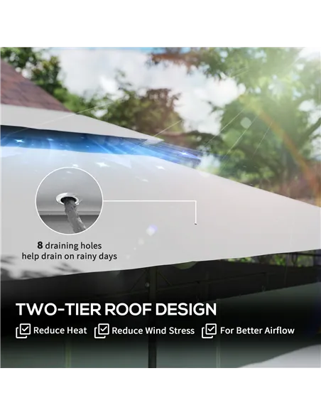 Outsunny 3 x 4m Metal Frame, Two-Tier Roof Gazebo - Dark Grey