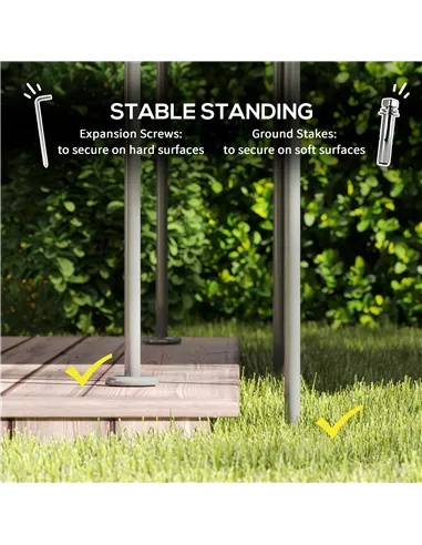 Outsunny 3 x 4m Metal Frame, Two-Tier Roof Gazebo - Dark Grey