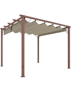 Outsunny 3 x 3 m Retractable Roof Pergola - Natural Wood Finish