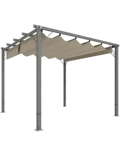 Outsunny 3 x 3 m Retractable Roof Pergola - Grey
