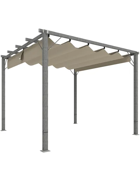 Outsunny 3 x 3 m Retractable Roof Pergola - Grey