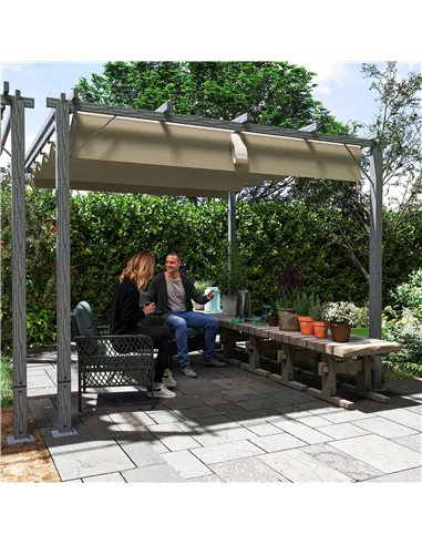 Outsunny 3 x 3 m Retractable Roof Pergola - Grey
