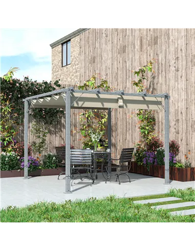 Outsunny 3 x 3 m Retractable Roof Pergola - Grey