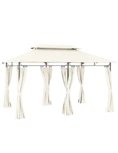 Outsunny 3 x 4m Metal Frame, Two-Tier Roof Gazebo - Cream White