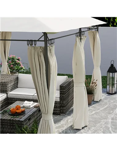 Outsunny 3 x 4m Metal Frame, Two-Tier Roof Gazebo - Cream White