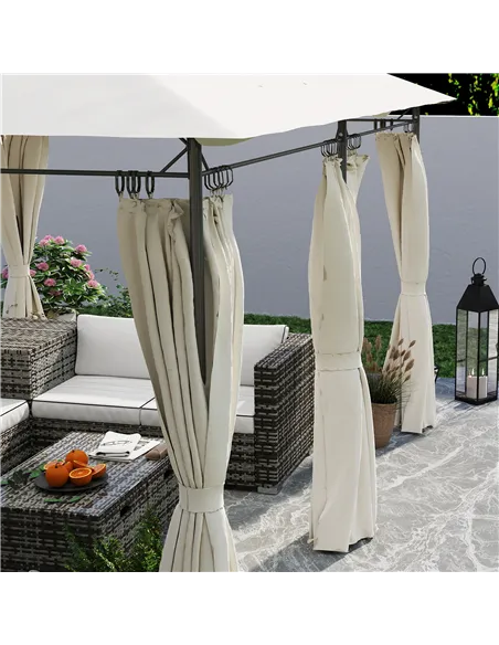Outsunny 3 x 4m Metal Frame, Two-Tier Roof Gazebo - Cream White